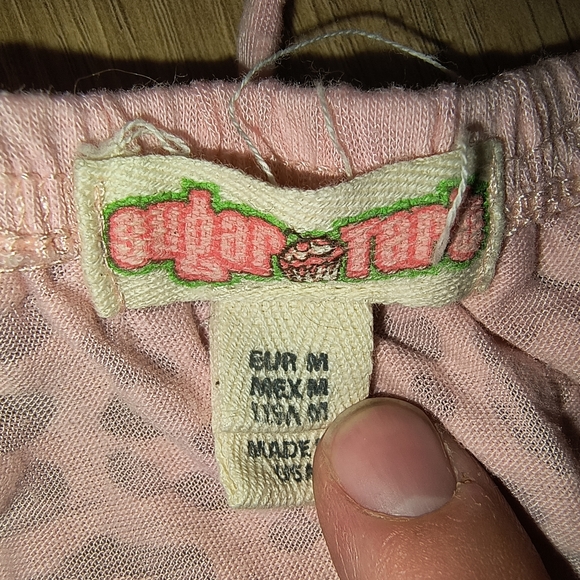 💎Sugar Tart Pink Leopard Print Sheer Flutter Sleeve Tee with Cut-out Size M - Picture 5 of 10